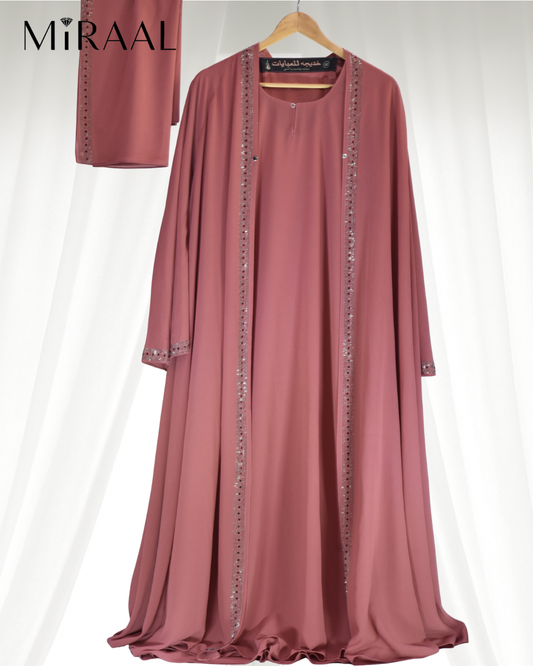 3-Piece Abaya Set with Scarf for Women - Festive Wear