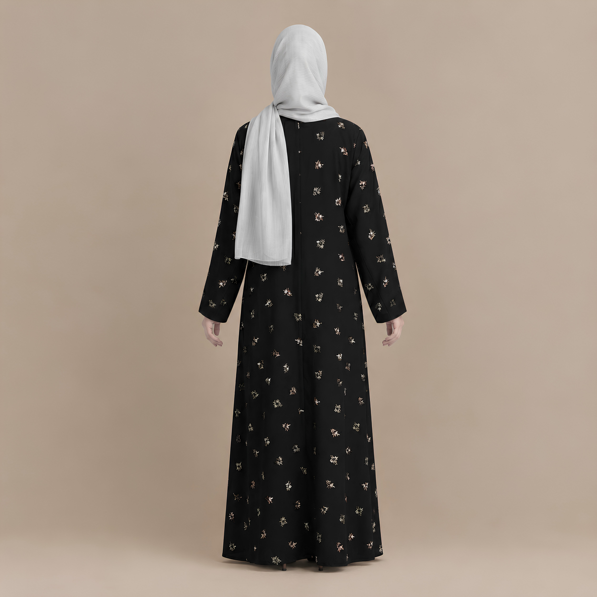 Black All-Over Embroidered Abaya
