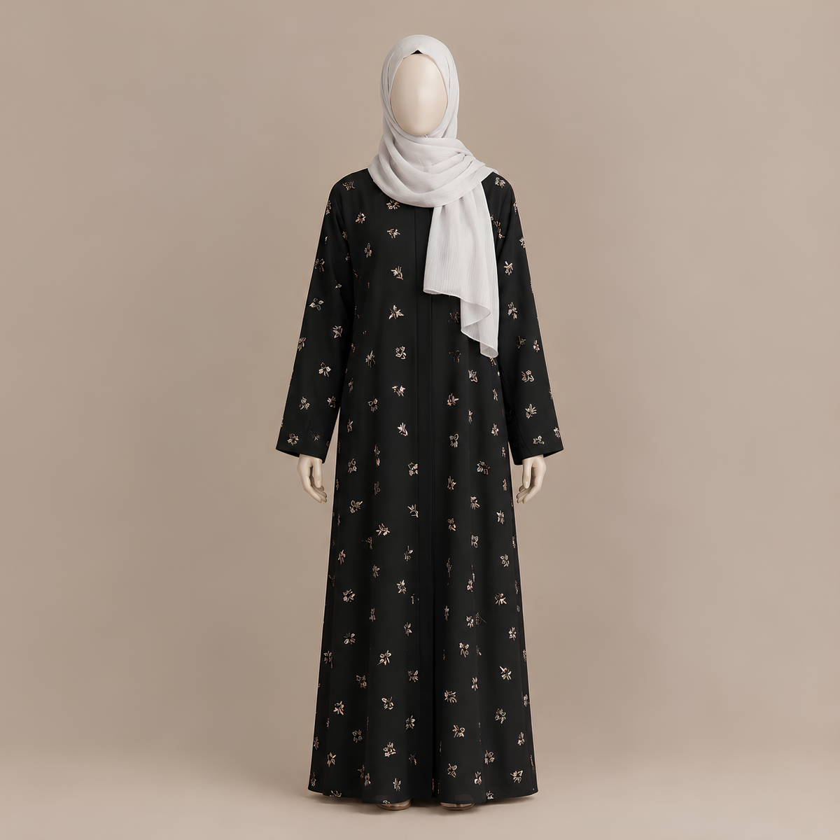 Black All-Over Embroidered Abaya