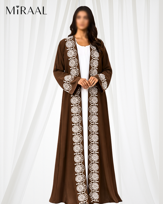 2-Piece Embroidered Fancy Abaya Set for Women