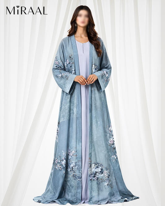 3-Piece Printed Abaya Set with Scarf for Women