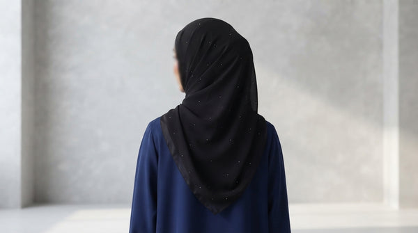 Premium Black Crystal Chiffon Hijab alternate view