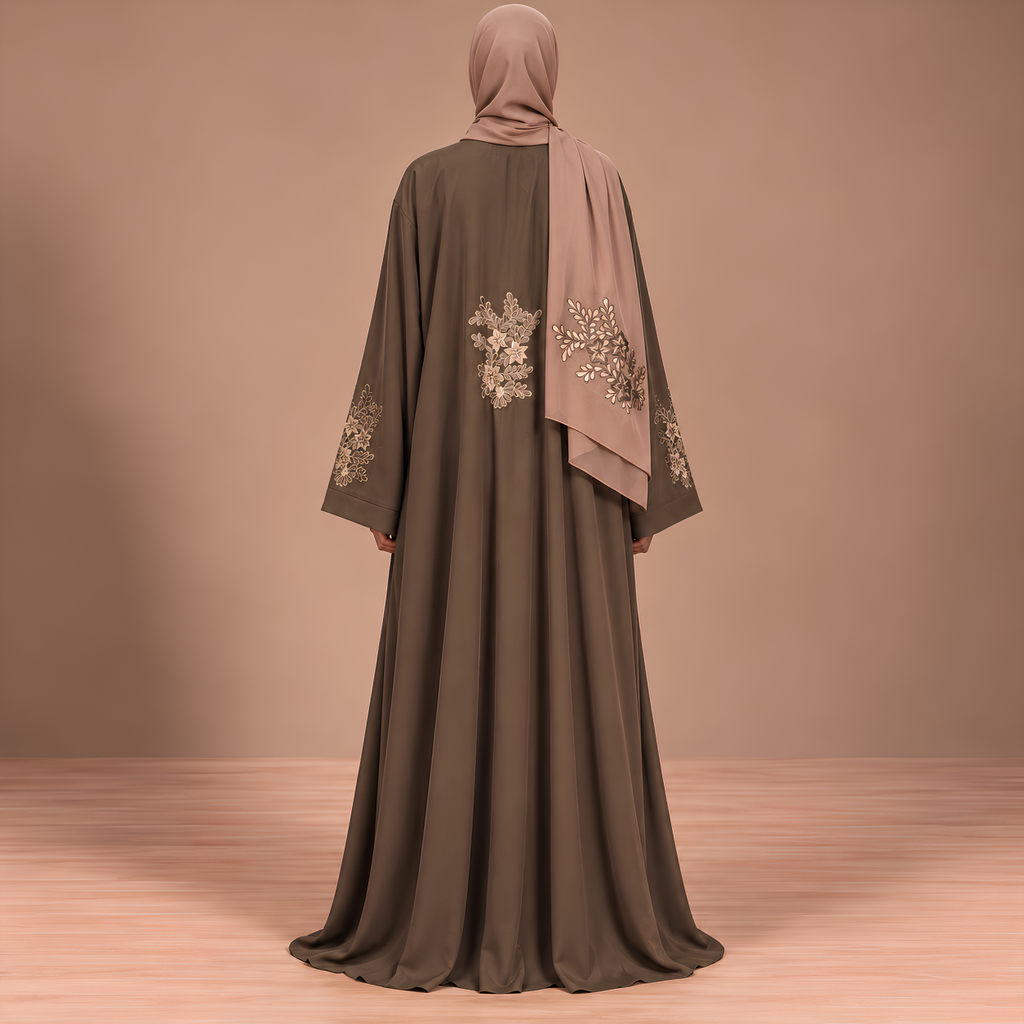 Mocha Bloom Embroidered Abaya