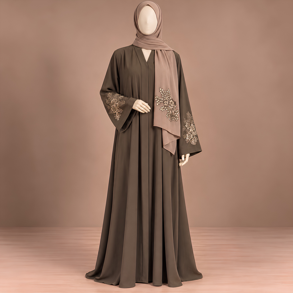 Mocha Bloom Embroidered Abaya