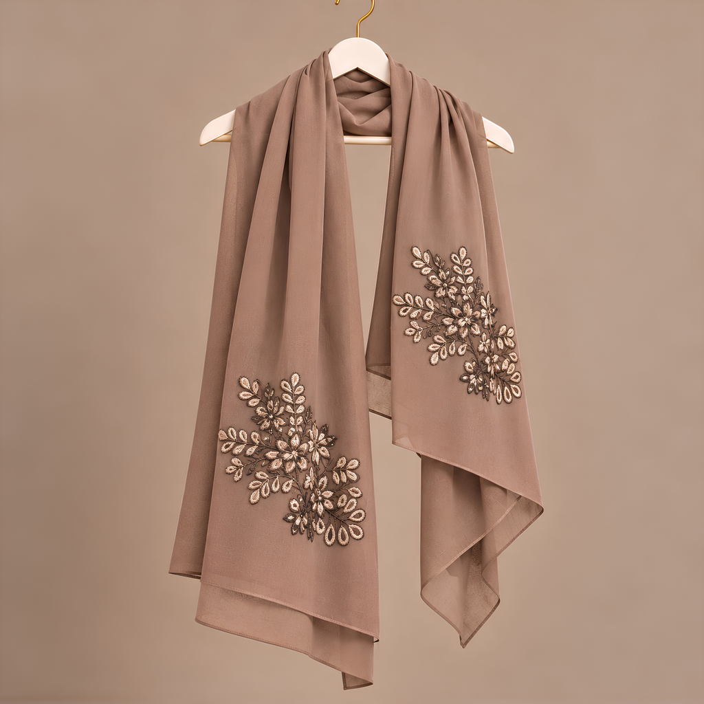 Mocha Bloom Embroidered Abaya