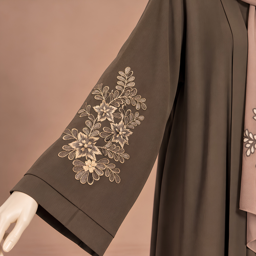 Mocha Bloom Embroidered Abaya