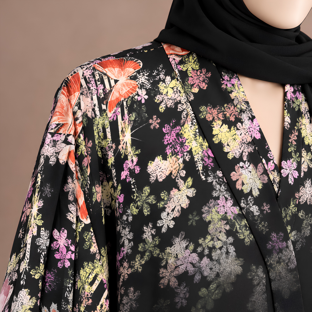 Bloom Printed Chiffon Abaya