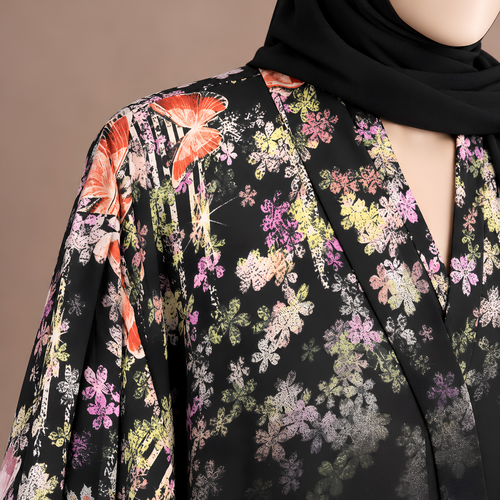 Bloom Printed Chiffon Abaya