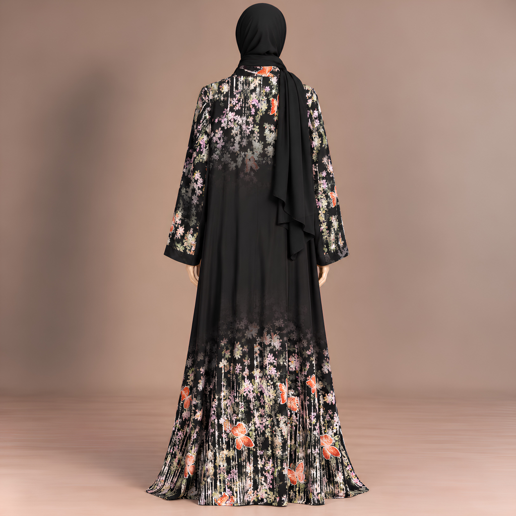 Bloom Printed Chiffon Abaya