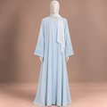 ice blue geometric embroidered abaya